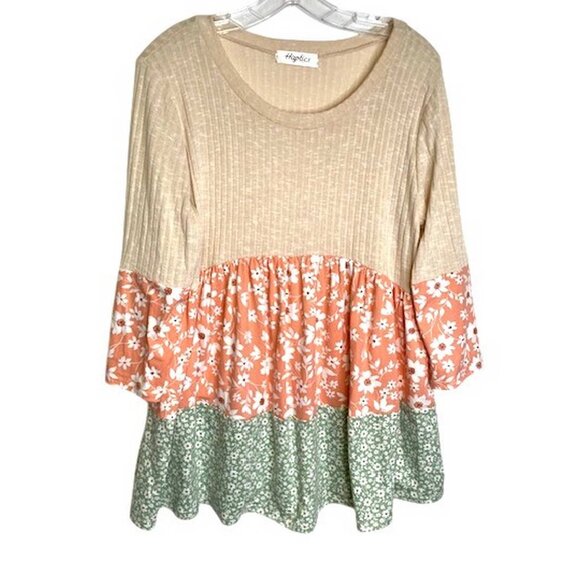 Haptics Tops - Haptics By Holly Harper Women's Floral Colorblock Top MEDIUM (4446)